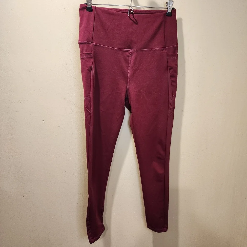 Nicole Miller Burgundy High-Waisted Leggings Size L